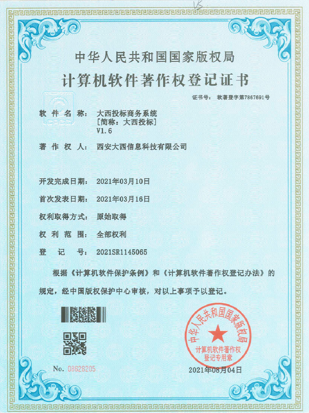 大西投标软件著作权